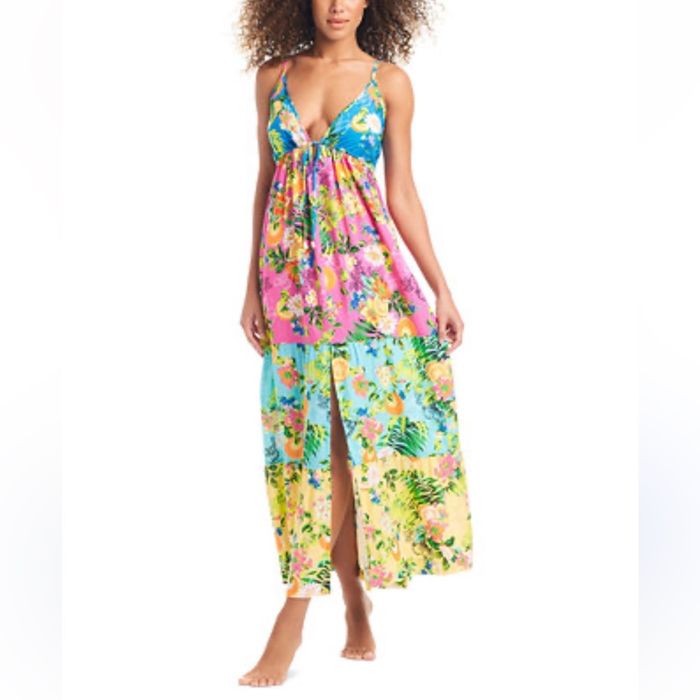 Bar III Women's Tiered Floral Print Ruffle Cover Up Dress Size Small NEW